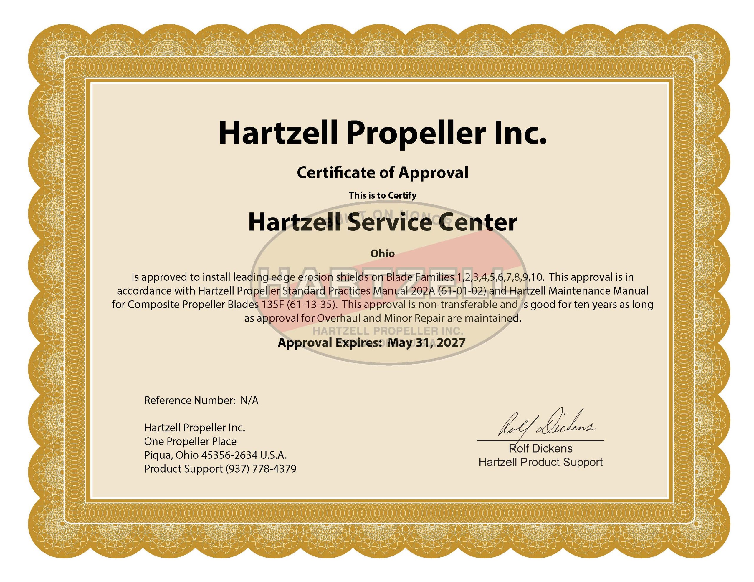 HSC Approved- Lead Edge Replacement Certificate